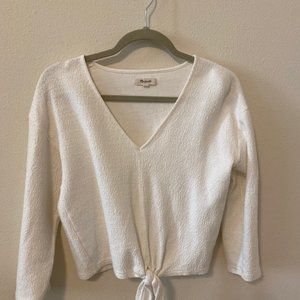 Madewell Texture & Thread Long-Sleeve Tie-Front Top - IVORY - Size Medium